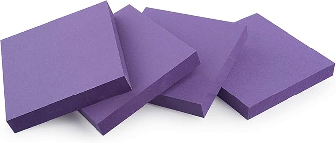 ZCZN 400 Sheets Pop-up Sticky Notes, 3 x 3 Inches, 4 Pads Bright Color Self-Stick Notes, 100 Sheets/Pad, Purple