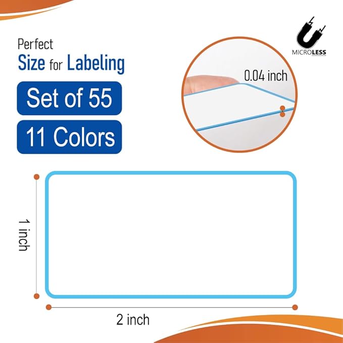 Dry Erase Magnetic Labels Border Colour 2 x 1 inch