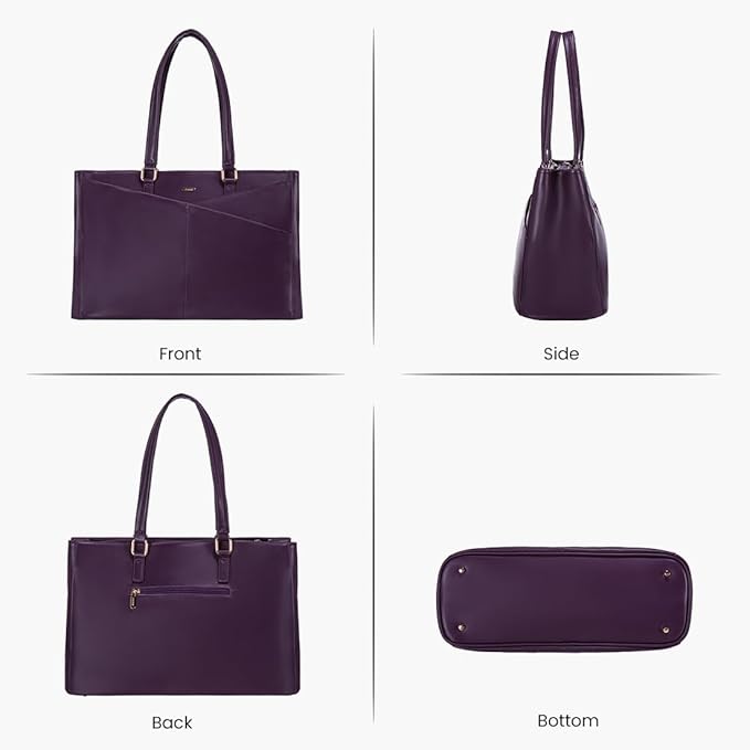 LOVEVOOK Laptop Bag for Women 15.6 Inch Tote Bags Waterproof Leather Briefcase Computer Women Business Office Work Bag,Mulberries Purple