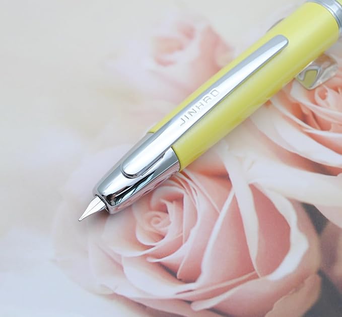 JINHAO 10 Press Fountain Pen, Retractable Metal Pen with Ink Converter (F Nib 0.5mm, Gradient Green)