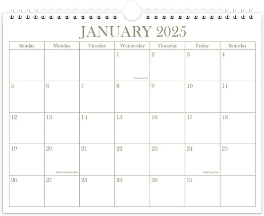 Calendar 2025-2025-2026 Wall Calendar from January 2025 - June 2026, 18 Months Calendar with Premium Paper, Twin-Wire Binding & Hanging Hook, 8.5" x 11", Golden
