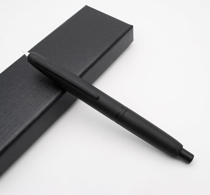 JINHAO 10 Press Fountain Pen, Retractable Metal Pen with Ink Converter (EF Nib 0.38mm, Matte Black)