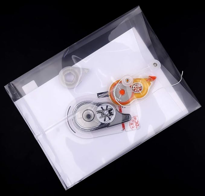 Letter Size Clear Plastic String Envelopes with Expansion File Paper Project Folder Envelope Holder 10Pcs