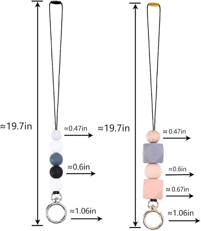 POPLOPP 2PCS Teacher Lanyards for ID Badges and Keys, Cute Silicone Beaded Lanyard for Women Nurse Employees Students