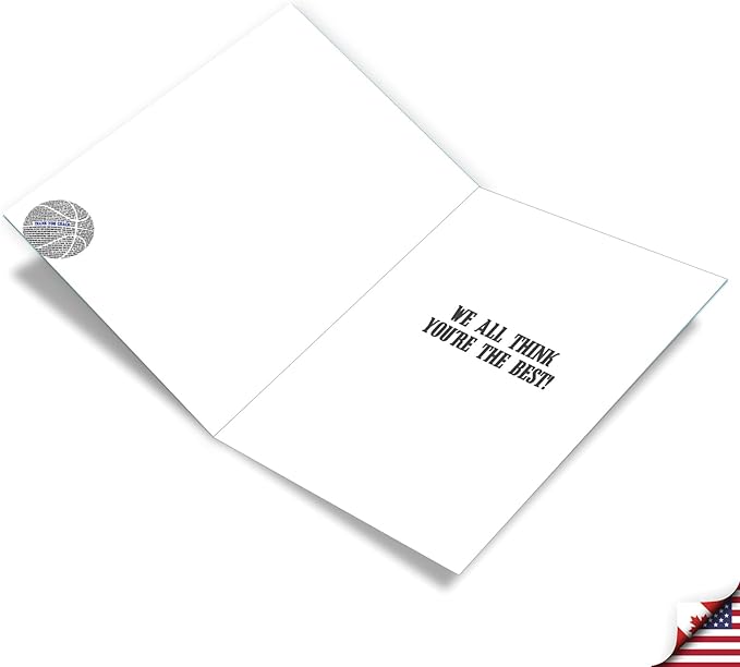 NobleWorks, Jumbo Thank You Greeting Card (Coach, Team) 8.5 x 11 Inch with Envelope (1 Pack) Large Jumbo Basketball Coach J2281ATYG-US