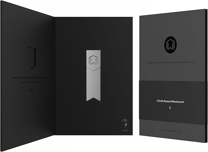 CZUR Metal Bookmark, Stylish Bookmarks, Teacher Valentine Gift, Unique Gift for Women, Men, Readers, Light&Durable Reward Bookmark with ANODIZING Technology, SuperGrip U-Shape Design-Dark Gray