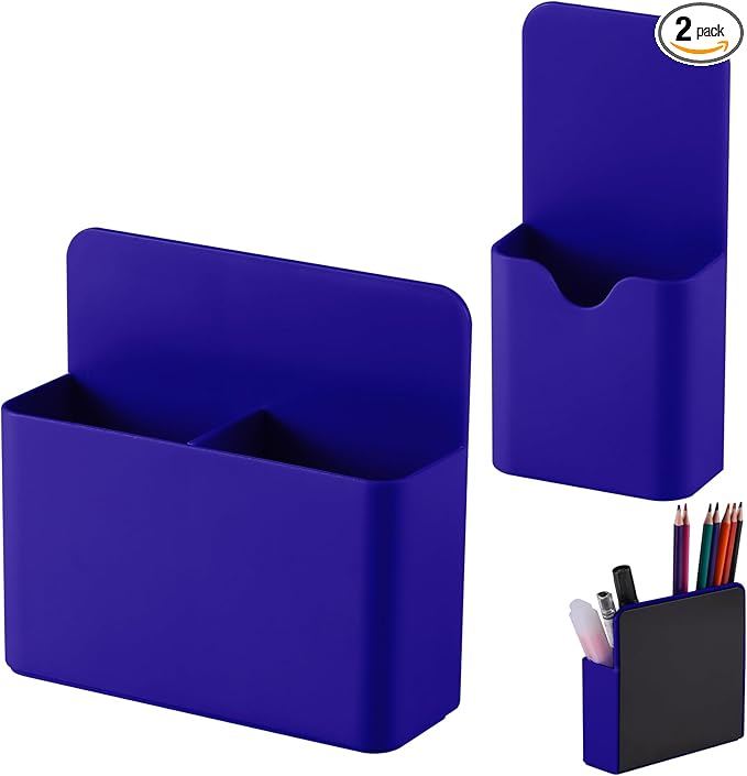 Magnetic Pen Holder,2 Pack Magnetic Dry Erase Marker Holder with Generous Compartments,Strong Magnet Storage Marker Pen Pencil Organizer for Refrigerator,Whiteboard,Locker Accessories