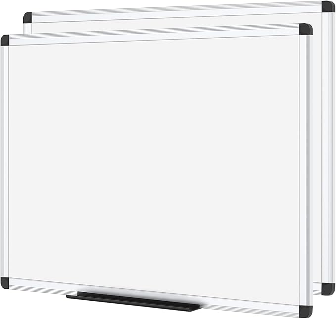VIZ-PRO Magnetic Dry Erase Board, 36 X 24 Inches, Pack of 2, Silver Aluminium Frame