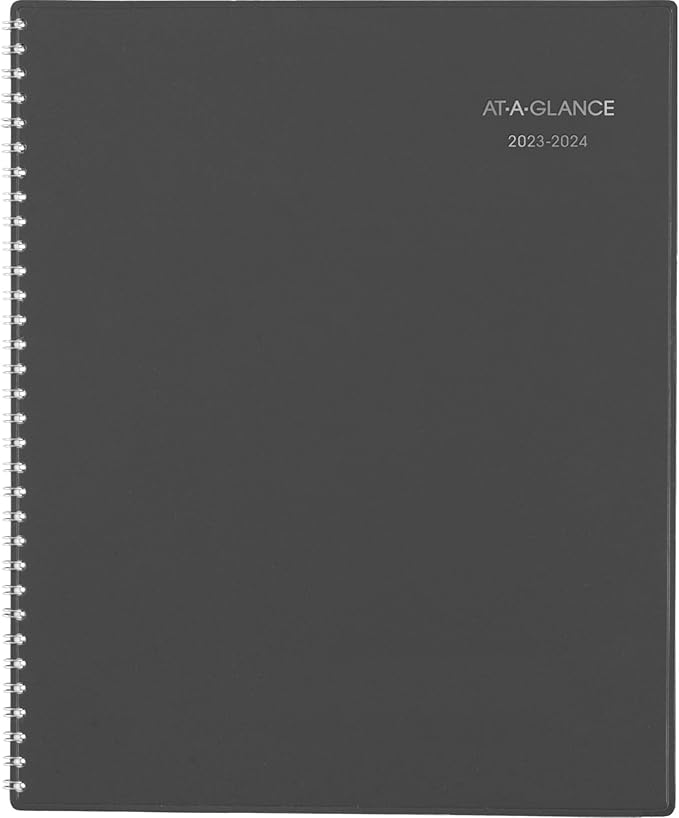 AT-A-GLANCE 2023-2024 Academic Planner, Monthly, 8-1/2" x 11", Large, Monthly Tabs, Flexible Cover, DayMinder, Charcoal (AYC47045)