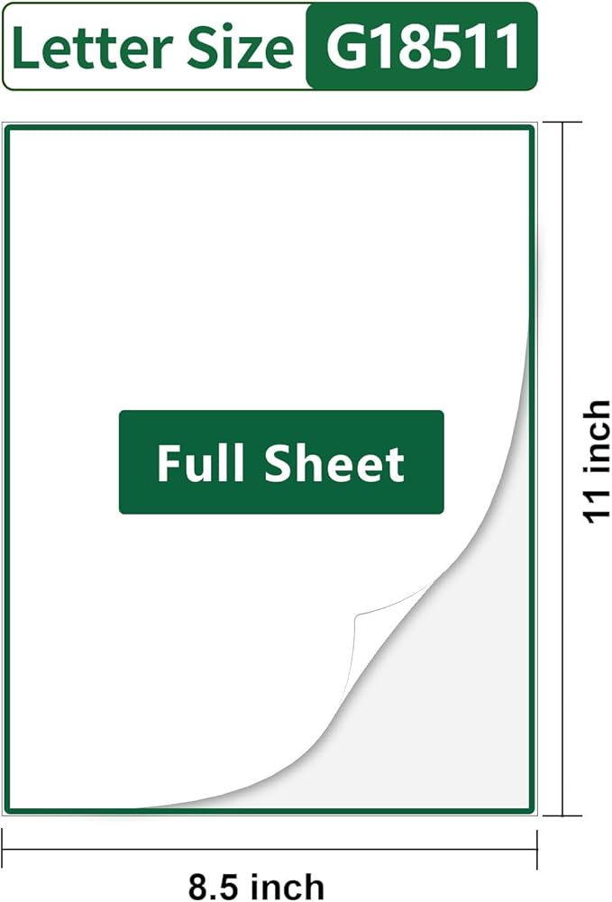 Printable Full Sheet Labels,8.5"×11",40 Sheets,Big Labels,Full Sheet Sticker Paper 8.5×11 for Laser/Inkjet Printers,Full Page Labels 8.5×11 White Matte,Large Labels, Letter Size