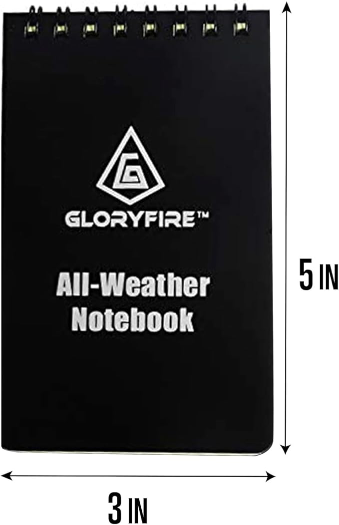 GLORYFIRE Waterproof Notebook All Weather Shower Pocket Tactical Notepad with Cover Steno Pad Memo Book