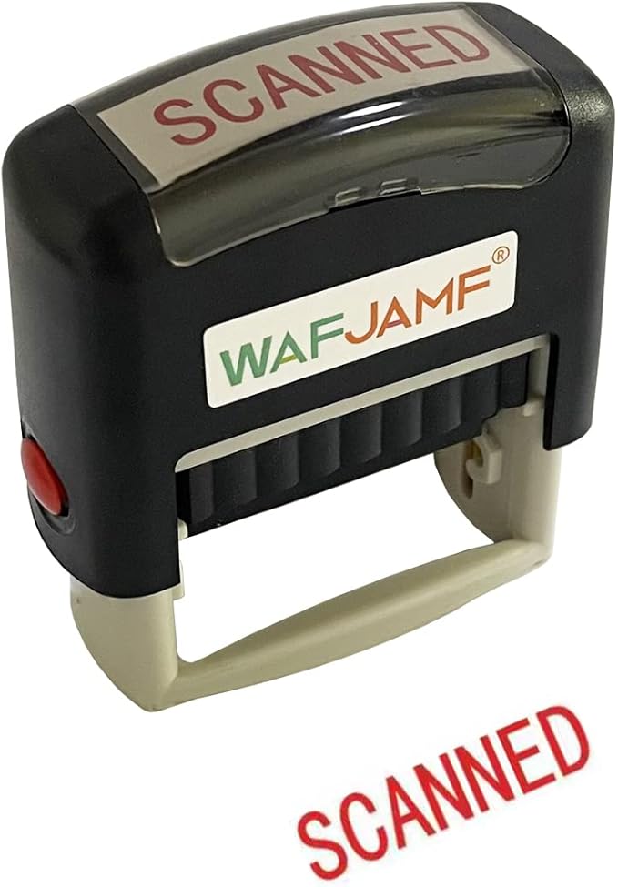 WAFJAMF Scanned Message Stamp Self-Inking Rubber Stamp Office Stamp Red Ink-Medium