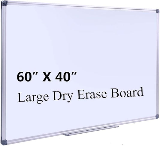 Large 60 x 40-in Magnetic Dry Erase Board with Pen Tray| Wall-Mounted Aluminum Message Presentation Memo White Board for Office Home and School