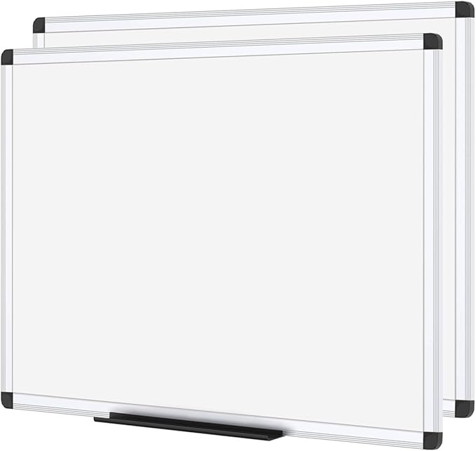VIZ-PRO Magnetic Whiteboard/Dry Erase Board, 48 X 36 Inches, Pack of 2
