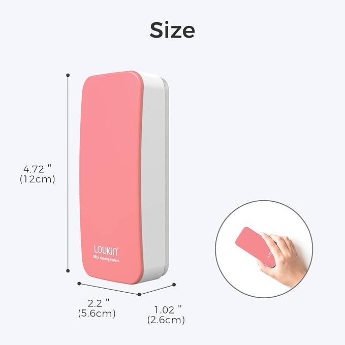 LOUKIN 2 Pack Magnetic Dry Erase Eraser, Whiteboard Eraser, Glass Board Eraser(Pink), 3.4 fl oz Whiteboard Cleaner * 2 Included, for Classroom, Home and Office Use