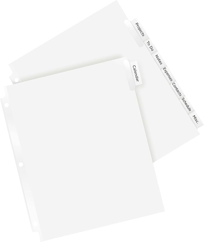 Avery Big Tab Insertable Extra Wide Dividers for 3 Ring Binders, 8-Tab Sets, Clear Tabs, 6 Sets (21940)
