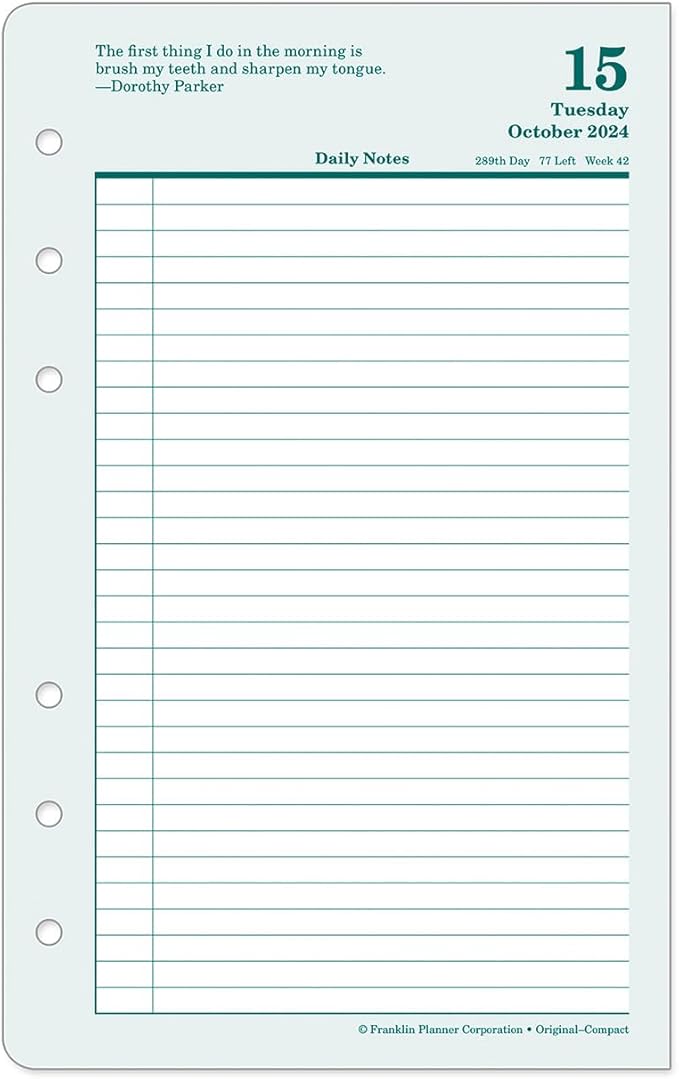 FranklinCovey - Original Two Page Per Day Ring-Bound Planner (Compact, Oct 2024 - Sep 2025)