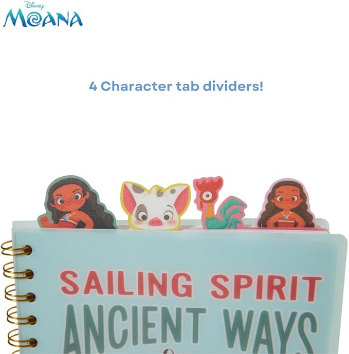 Innovative Designs Disney Moana Tab Journal Notebook for Kids, Spiral Bound, 96 Lined Pages, 8 x 7 inches