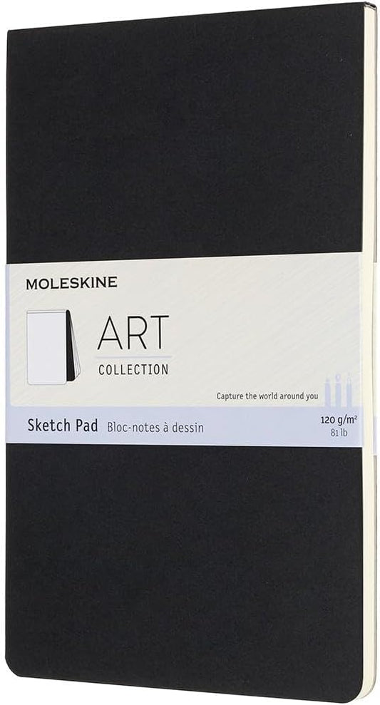Moleskine Art Sketch Pad, Soft Cover, Large (5" x 8.25") Plain/Blank, Black, 48 Pages
