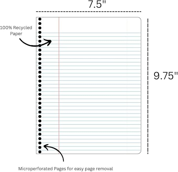 Decomposition Mermaids College Ruled Spiral Notebook - 9.75 x 7.5 Journal with 160 Lined Pages - 100% Recycled Paper - Cute Notebooks for School Supplies, Home & Office - Made in USA