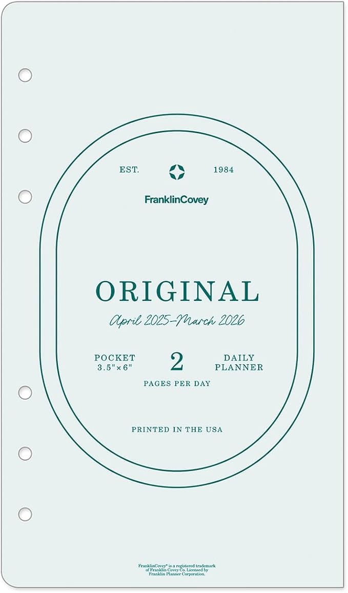 FranklinCovey - Original Two Page Per Day Ring-Bound Planner (Pocket, Apr 2025 - Mar 2026)