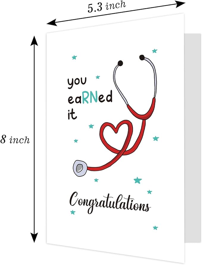 Ogeby Cute Nurse Graduation Card Gifts, Lovely RN Graduation Greeting Card, You Earned It Congratulations Card Gift for New Nurse
