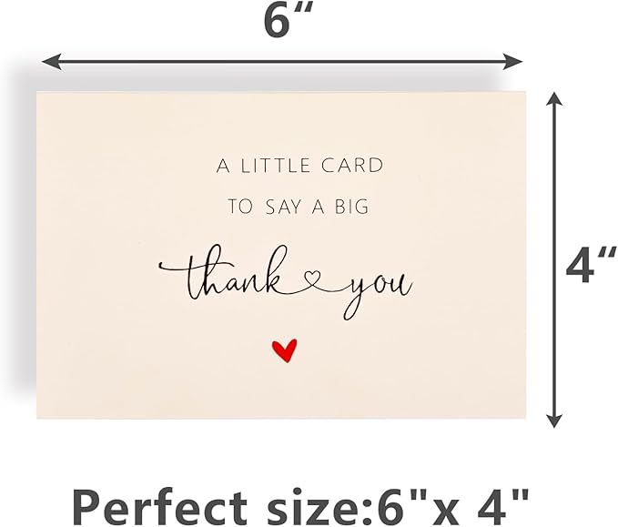 48 Pack Thank You Cards with Envelopes & Stickers, 4×6 Cute Blank Greeting Cards for Baby Shower & Wedding，Boxed Bulk Thank You Notes for Graduation Teachers Business Coworker Employee Appreciation