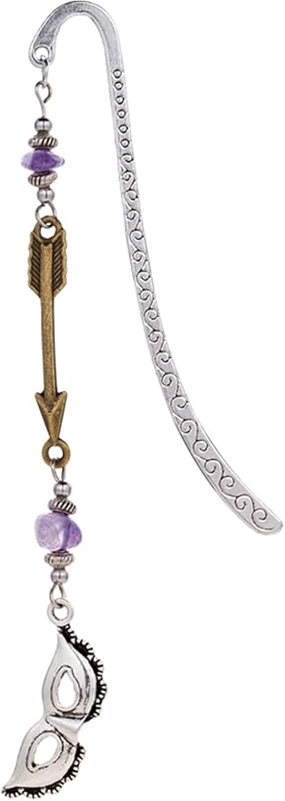 Retro Metal Bookmark for Bookish Gifts Wing Mask Bow and Arrow Charms Book Mark for Book Lover Gifts for Women Men (Mask Charm)