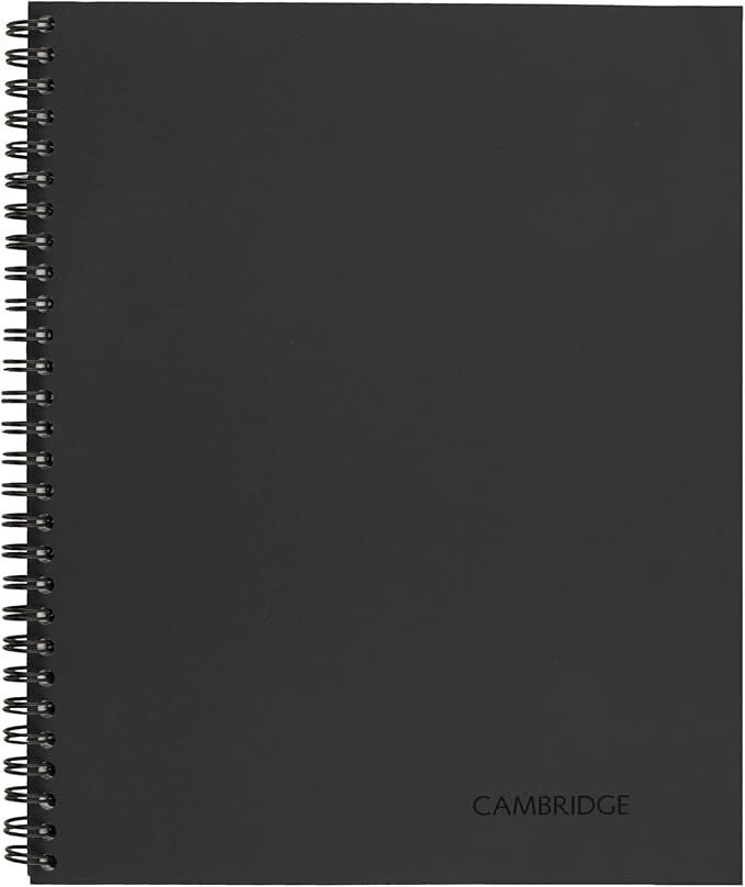 Cambridge Notebook, Business Notebook, 8-1/4" x 11", 80 Sheets, Ruled, Meeting Notes, Flexible Cover, Wirebound, Gray (06132)