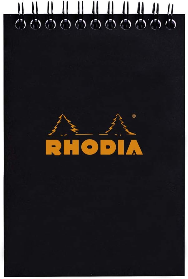 Rhodia Wirebound Notepad, A6, Square ruling - Black