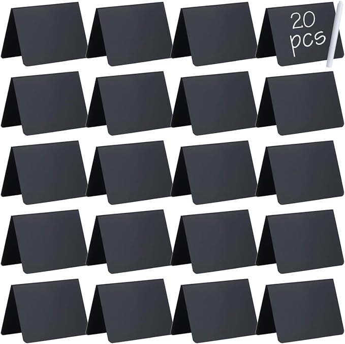 20 Pack Mini Chalkboard Signs, 4"x3" Small Chalkboard Signs for Food Buffet Party, Tabletop Chalkboard Signs Food Labels for Wedding Bakery Buffet, Easy to Write and Wipe Off
