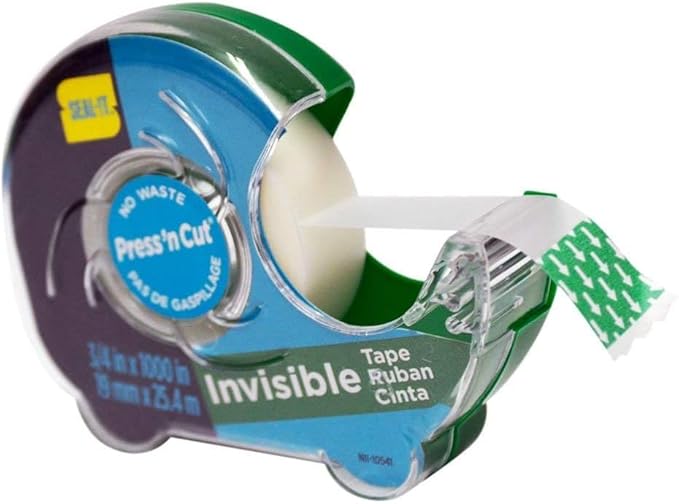Invisible Stationery Tape 3/4 x 1000 Inches On Press N' Cut Dispenser, Pack of 6 Total 6000 Inches, White (62452)