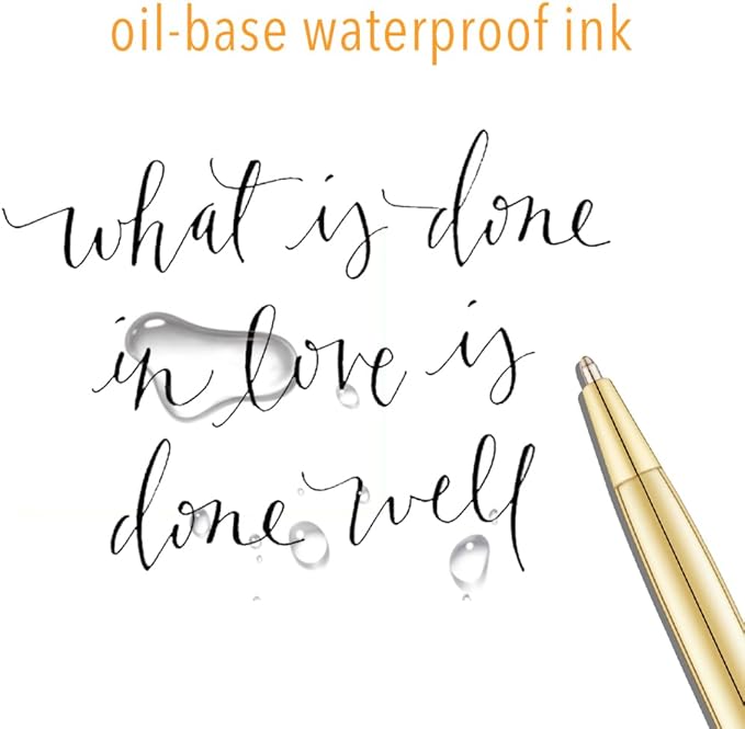 Unibene 12 Pack Gold Slim Ballpoint Pens Black ink Medium Point(1 mm), Nice Gift for Wedding Business Office Students Teachers Christmas