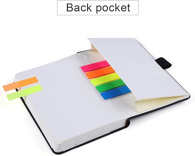 Vanpad (2 Pack) Pocket Notebook Small Hardcover Note Book 3" x 5.5", Mini Ruled Lined Journal, Leather Cover, with Pen Holder, Page Marker Ribbons, Inner Pockets, Black