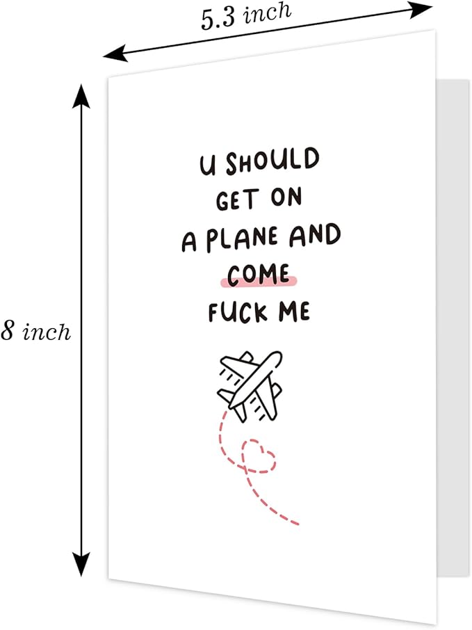 Ogeby Funny Valentines Day Card Gifts for Boyfriend Girlfriend, Cute Valentines Day Gifts for Him Her Husband, Get on a Plane Miss You Card, Long Distance Relationship Card Gifts