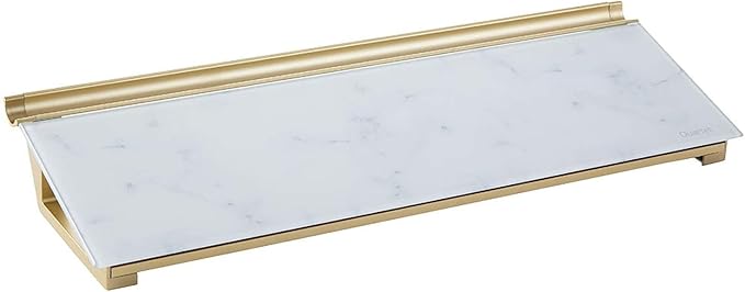 Quartet Glass Dry Erase White Board, Desktop Computer Pad for Notetaking, 18" x 6" Whiteboard, Clean Erase Surface with Storage, 1 Dry Erase Marker, Marble Surface (GDP186M)