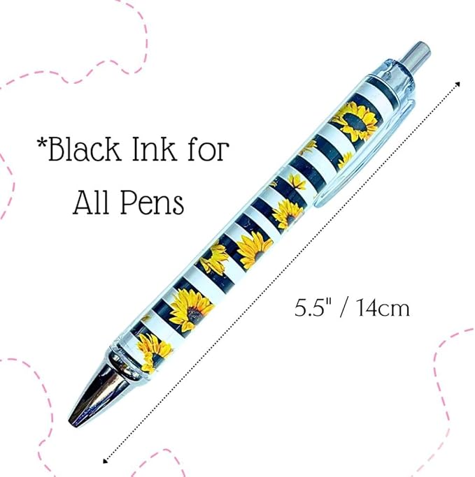 10PC Sunflower Pens Sunflowers Pen for Women Teacher Appreciation Gifts Work Office Desk Classroom Decor Supplies Stationary Set Accessories Party Favors Theme for Writing Journal Planning Notepad