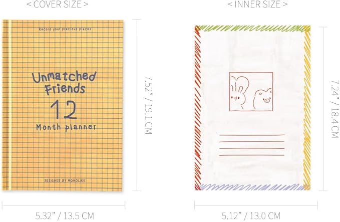 Monolike Hardcover Unmatched Friends Diary, 08. Vintage yellow - Academic Planner Weekly & Monthly Planner