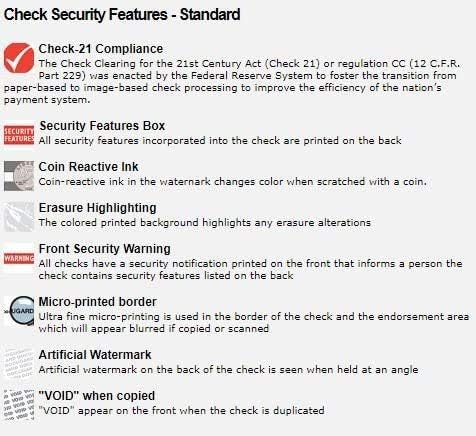 CheckOMatic Computer Check Paper - 100 Pack - Top Blank Stock Checks - Security Features & Laser Printer Compatible - Blue Marble