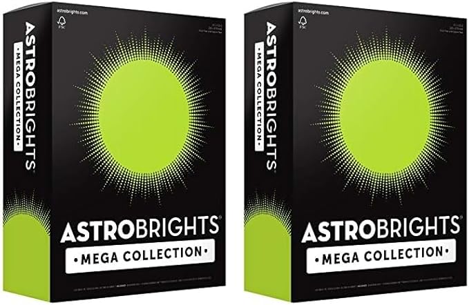 Astrobrights Mega Collection, Colored Paper, Neon Green, 625 Sheets, 24 lb/89 gsm, 8.5" x 11" - MORE SHEETS! (91672) (Pack of 2)