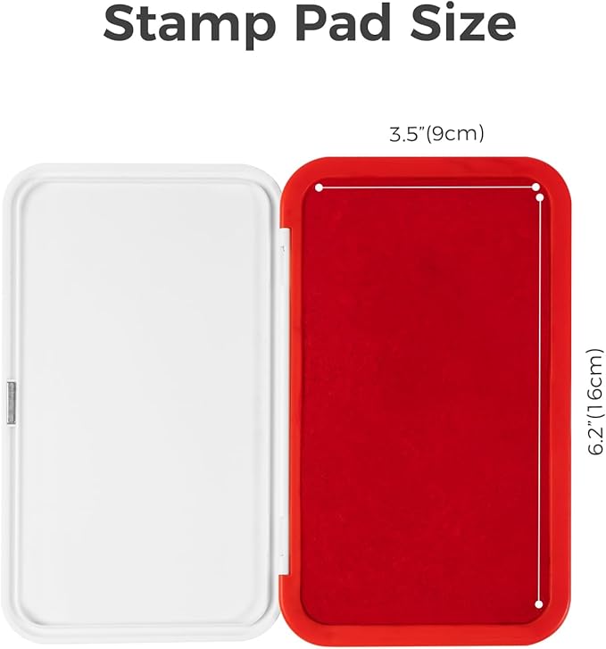 Large Stamp Pad - 3.50"x 6.25", Magnetic Lid, Premium Quality Felt Stamp Pad (Red)