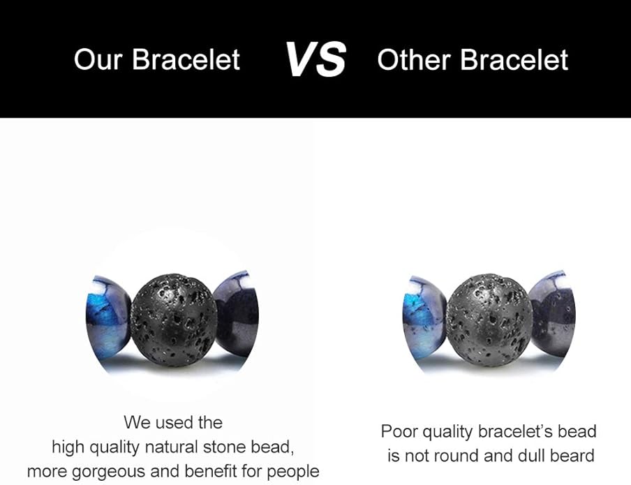 M MOOHAM Natural Stone Bracelets for Men - 8mm Tiger Eye | Matte Agate | Lava Rock Bracelets for Men Teen Boys Gifts Birthday Anniversary Christmas Gifts for Men Teens