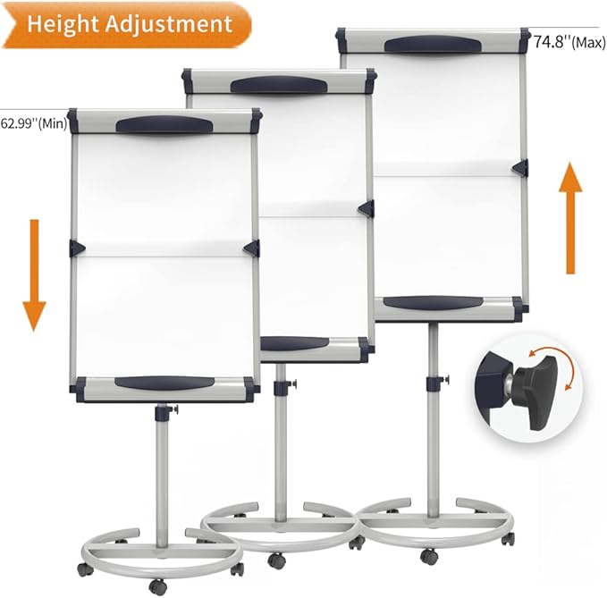 VIZ-PRO Dolphin Magnetic Mobile Whiteboard/Flipchart Easel, 28 X 40 Inches