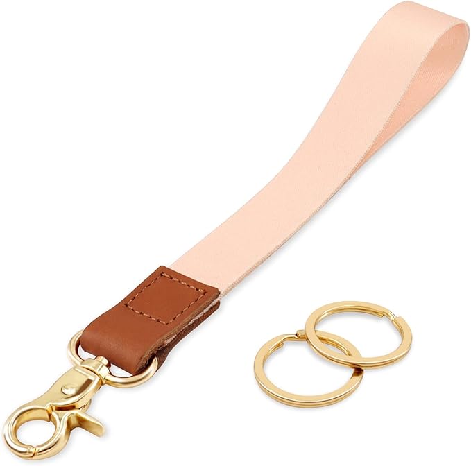 Wrist Lanyard for Women and Men, Keychain Lanyard for Keys, Wrist Keychain Strap Lanyard for Car Keys ID Badge Wallet Card Holder(Apricot)