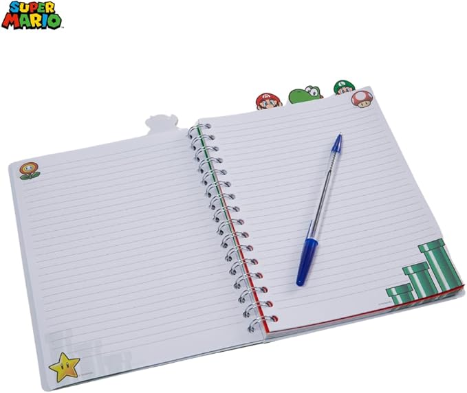 Innovative Designs Super Mario Bros Tab Journal Notebook, Spiral Bound, 96 Lined Pages, 8 x 7 inches