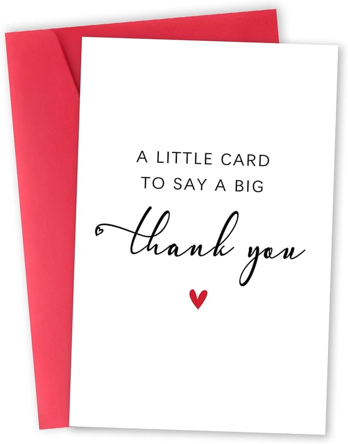 Simple Thank You Card, Funny Thanks Gifts for Men Women, Appreciation Gifts for Teacher Boss, A Little Card to Say A Big Thank You