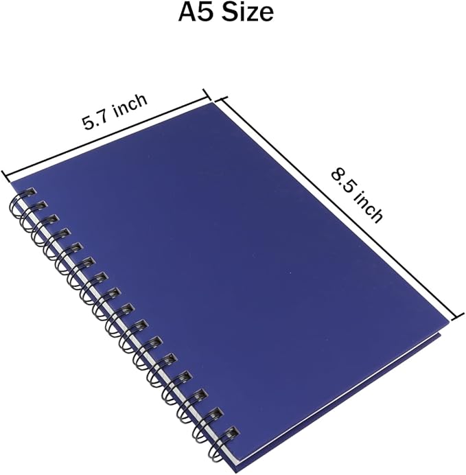 Spiral Notebook Journal,4 Pack A5 Hardcover Spiral Notebooks,5.7" x 8.5",160 Pages,100gsm Paper,College Ruled Journals for Study and Notes (Red, Green,Blue,Grey)