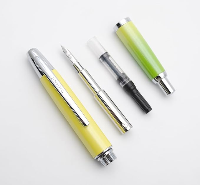 JINHAO 10 Press Fountain Pen, Retractable Metal Pen with Ink Converter (F Nib 0.5mm, Gradient Green)