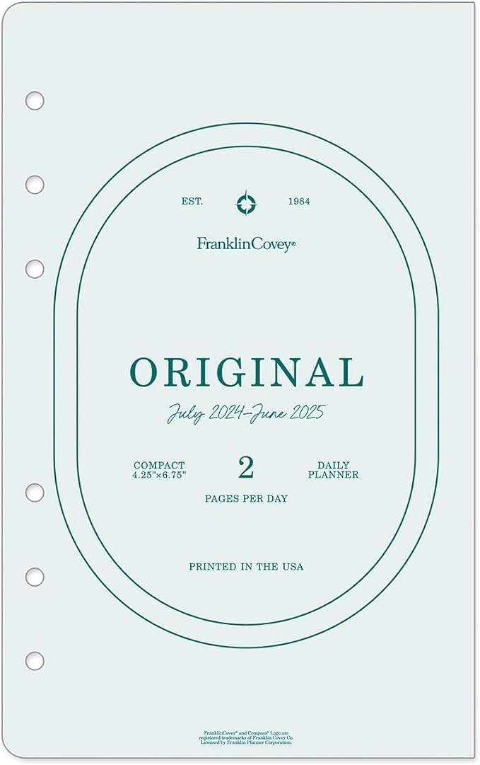 FranklinCovey - Original Two Page Per Day Ring-Bound Planner (Compact, Jul 2024 - Jun 2025)