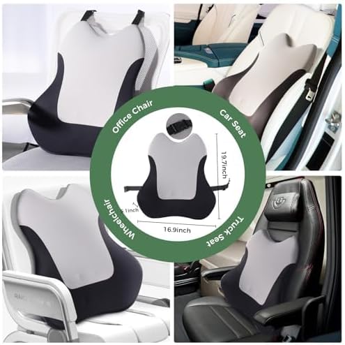 Lumbar Support Pillow for Office Chair Car, Gaming Chair Lower Back Pain Relief Memory Foam Cushion with 3D Soft Cover Enhance Your Driving Comfort Ergonomic Orthopedic Car Back Rest